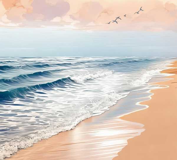 海滨风情，海浪与沙滩的诗意素描,海浪轻拂，沙滩细语——海边风情素描,诗篇,魅力,第1张